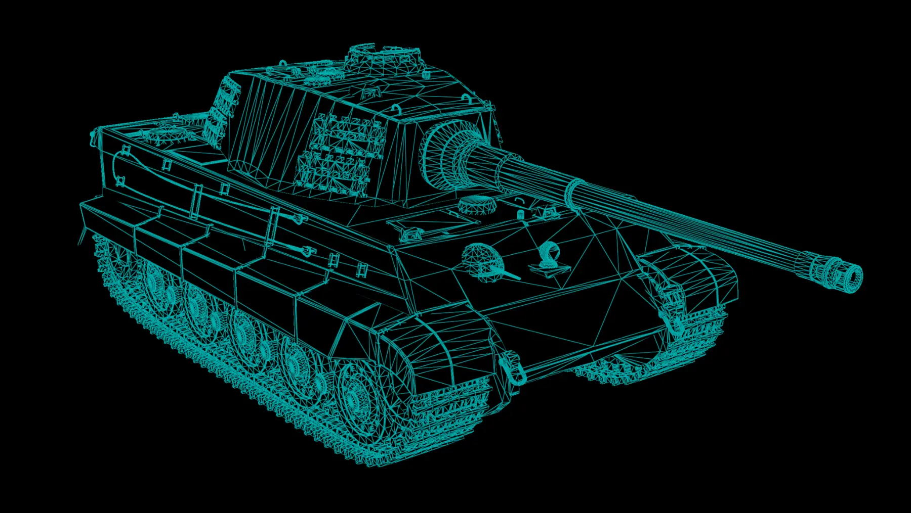 Wireframe view of the Tiger II model